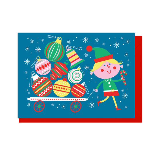 EM123-Jolly Awesome-Elf Bauble Delivery-Xmas Card-