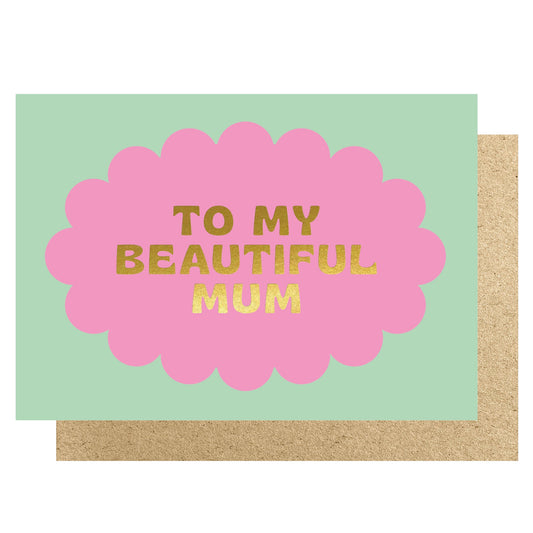 GVMD005-Lucky Ink-Scallop Oval - To My Beautiful Mum Mint & Pink-Card-