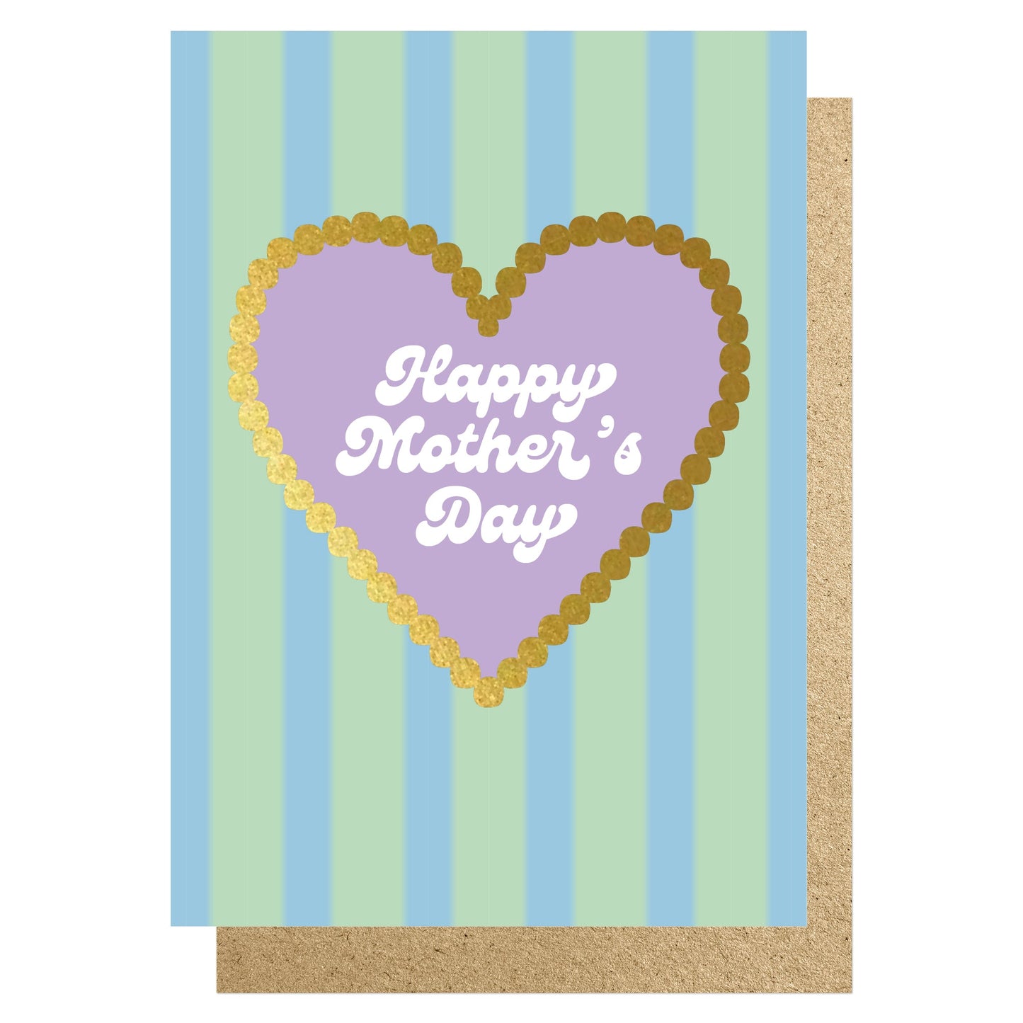 HGDMD002-Lucky Ink-Heart Gold - Happy Mother�S Day Mauve & Mint Stripe-Card-