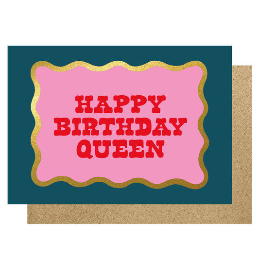 WV023-Lucky Ink-Happy Birthday Queen-Card-Wavy