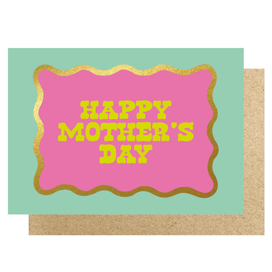 WVMD004-Lucky Ink-Wavy - Happy Mother�S Day Pink & Mint-Card-