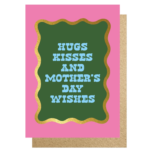 WVMD020-Lucky Ink-Wavy - Hugs Kisses Md Wishes Pink & Green-Card-