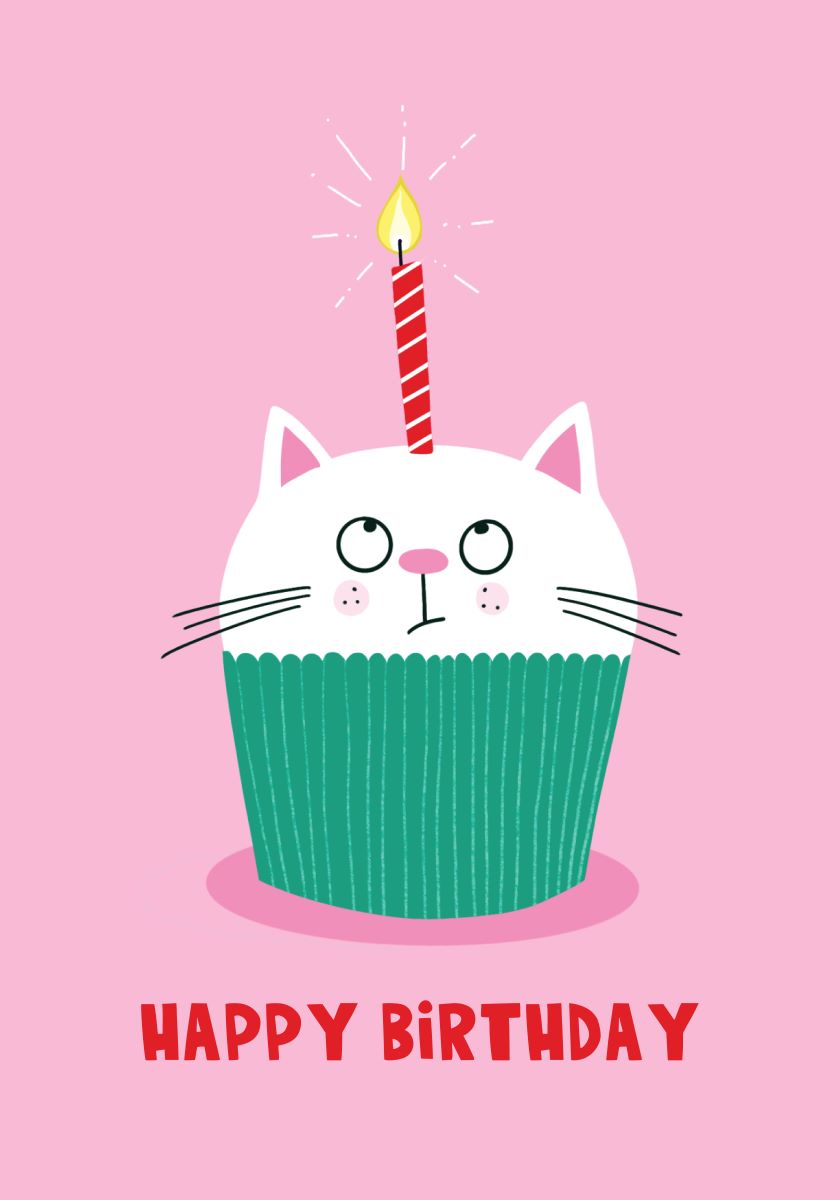S4725-Lucy Maggie-Cat Cupcake-Card-