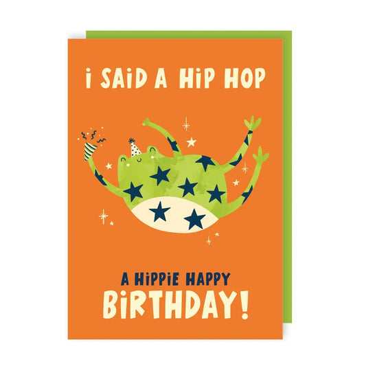S7526-Lucy Maggie-Hip Hop Frog Birthday-Card-Yeehaw And Yippee!