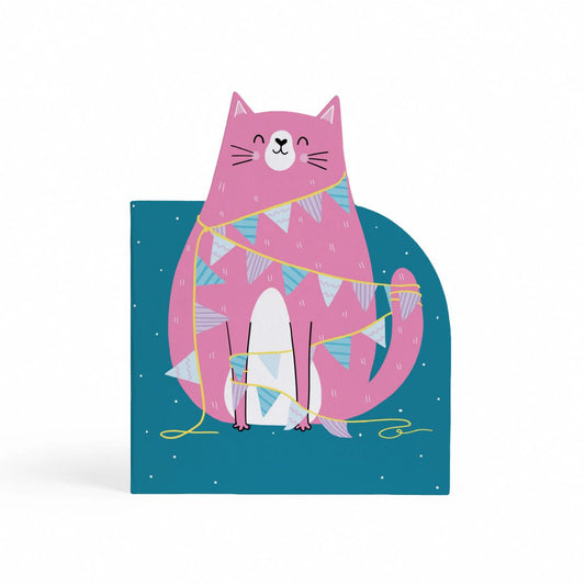 S8526-Lucy Maggie-It'S Purrty Time Bunting Cat Birthday-Card-Cat Mania