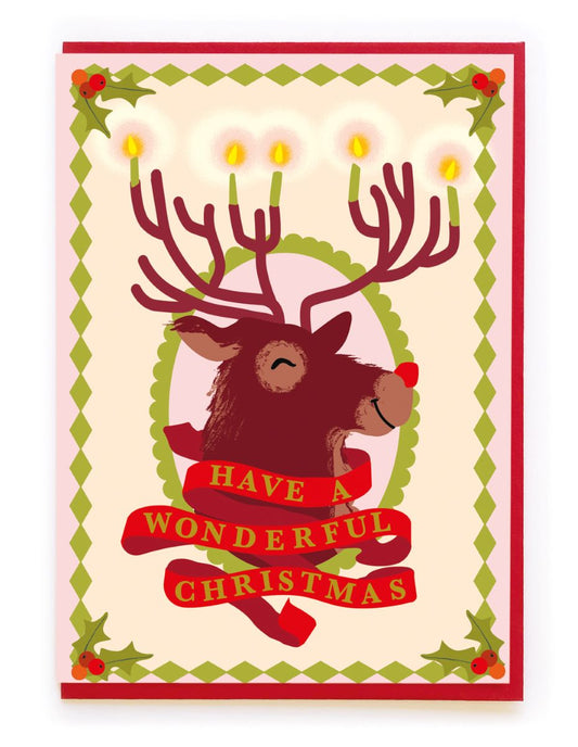 BP073-Noi-Reindeer Candelabra-Xmas Card-
