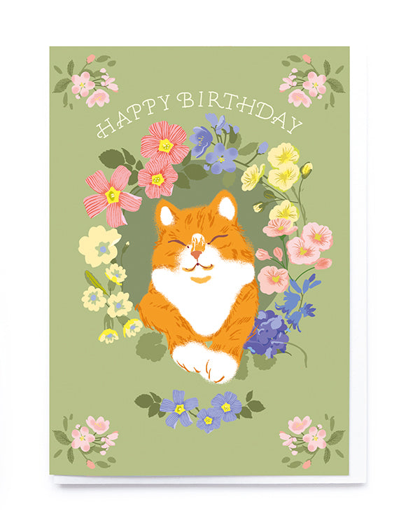 CX002-Noi-Floral Ginger Cat-Card-