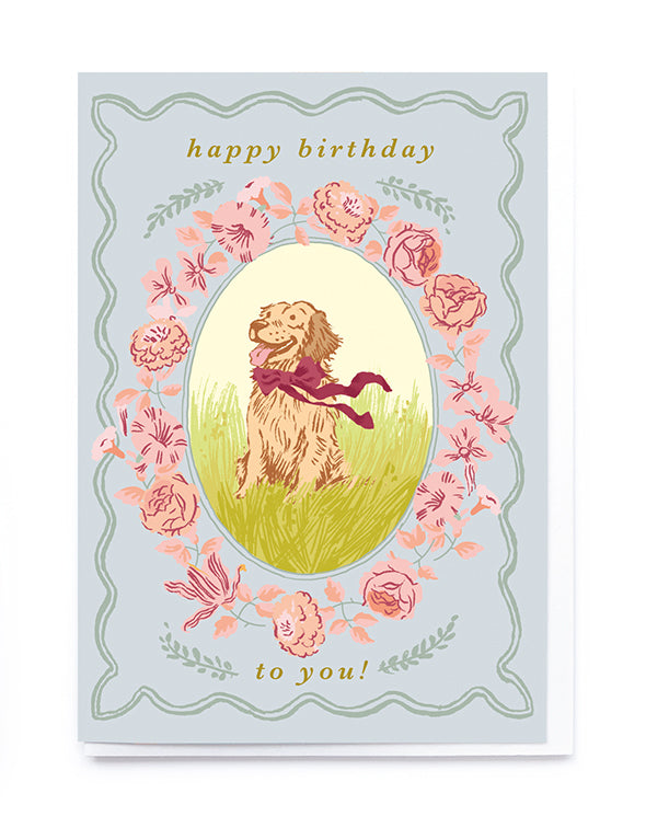 CX003-Noi-Golden Retriever Floral-Card-