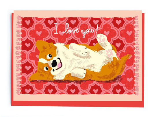 NL319-Noi-Corgi On A Rug-Card-