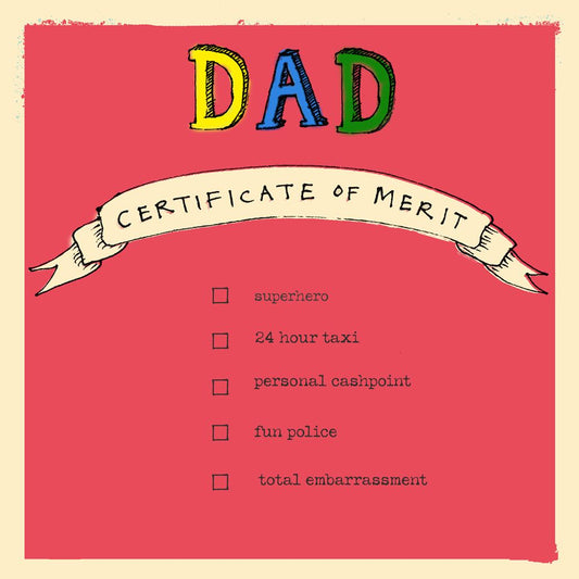 FP2098-Poet and Painter-Dad Certificate Of Merit-Card-Motley