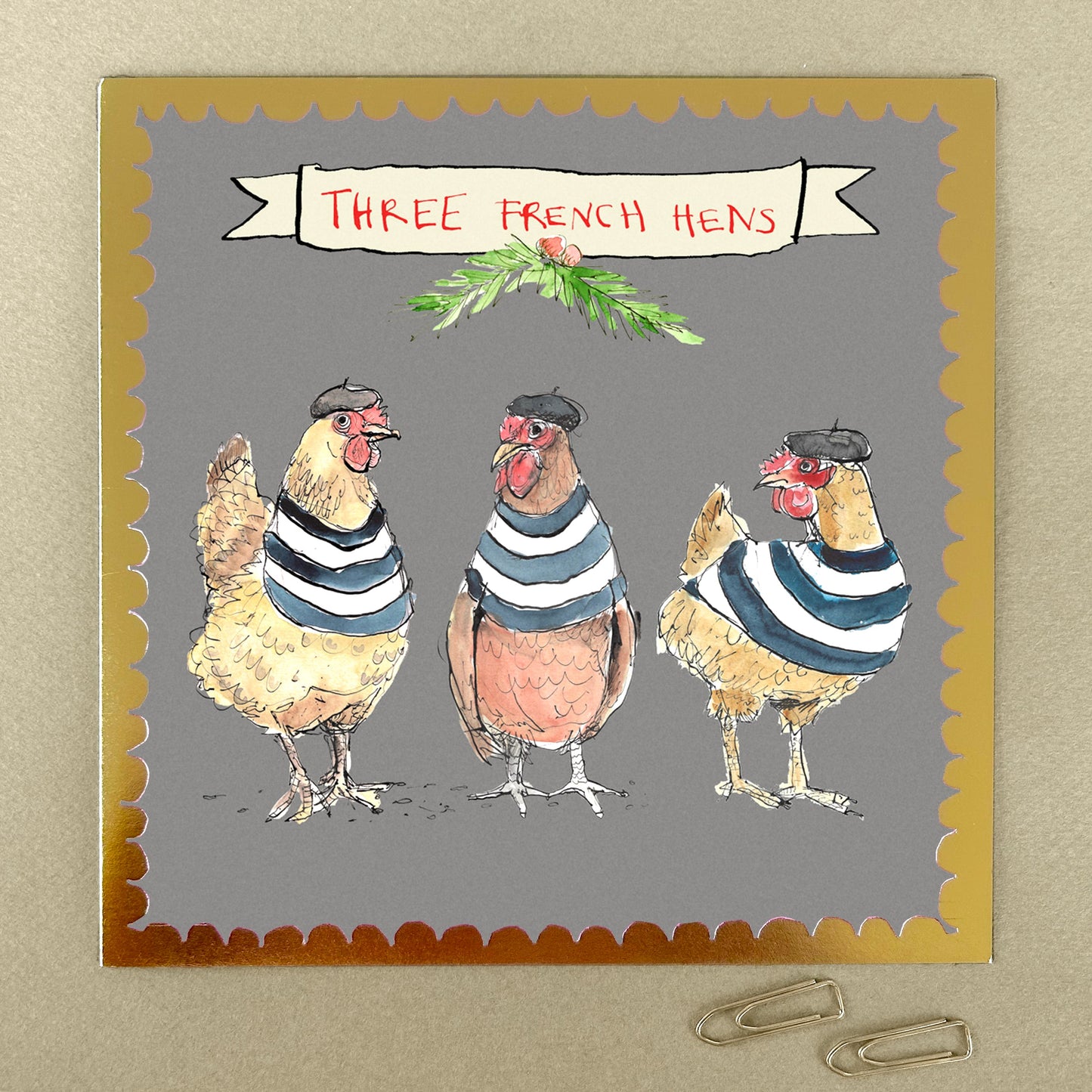 FP3529-Poet and Painter-3 French Hens-Xmas Card-Pizazz
