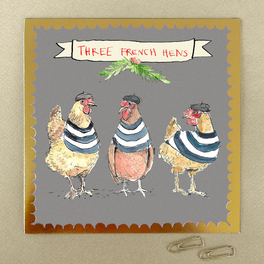 FP3529-Poet and Painter-3 French Hens-Xmas Card-Pizazz