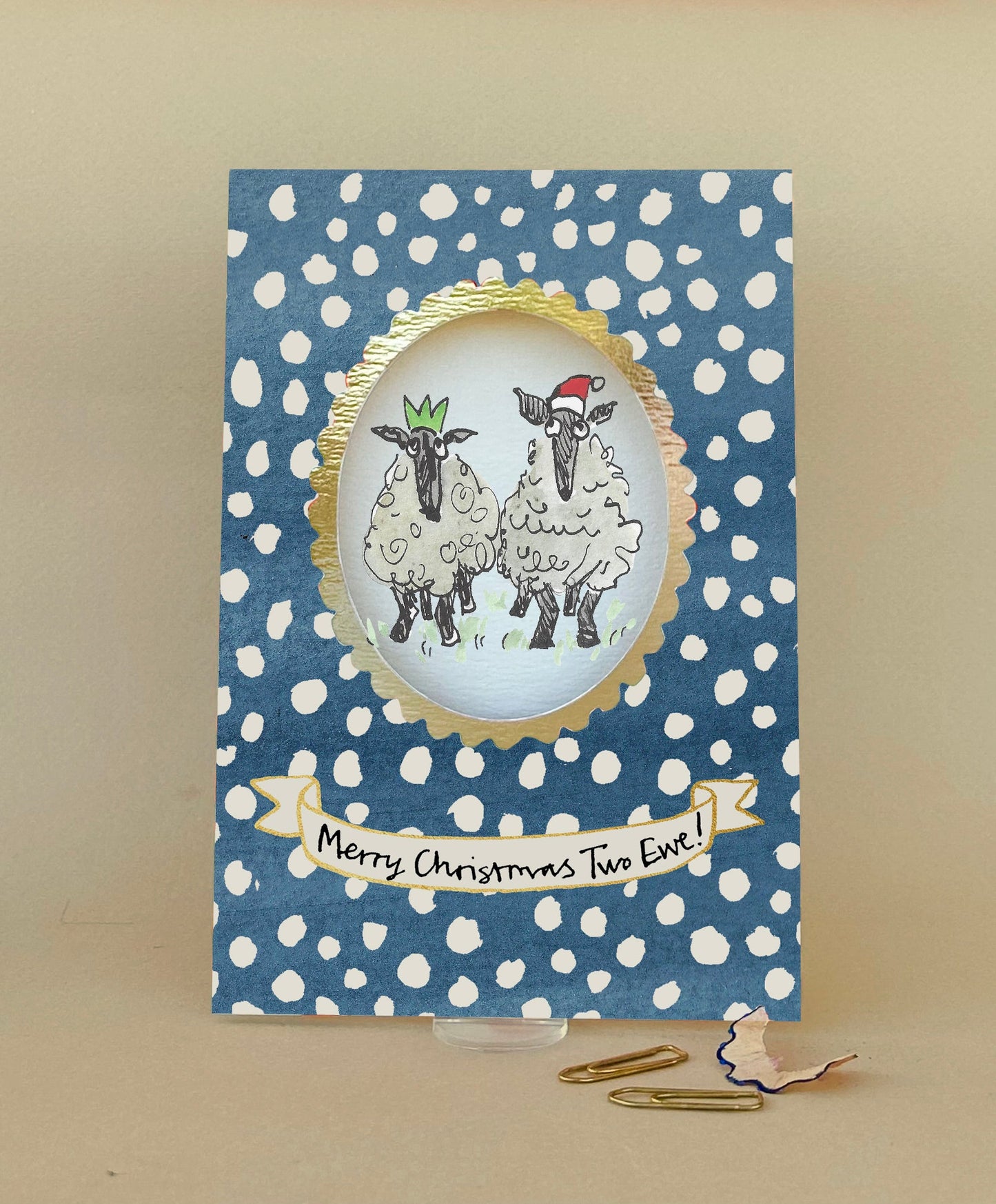 FP3679-Poet and Painter-Merry Christmas Two Ewe-Xmas Card-Festive Framed
