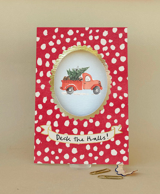 FP3680-Poet and Painter-Deck The Halls-Xmas Card-Festive Framed