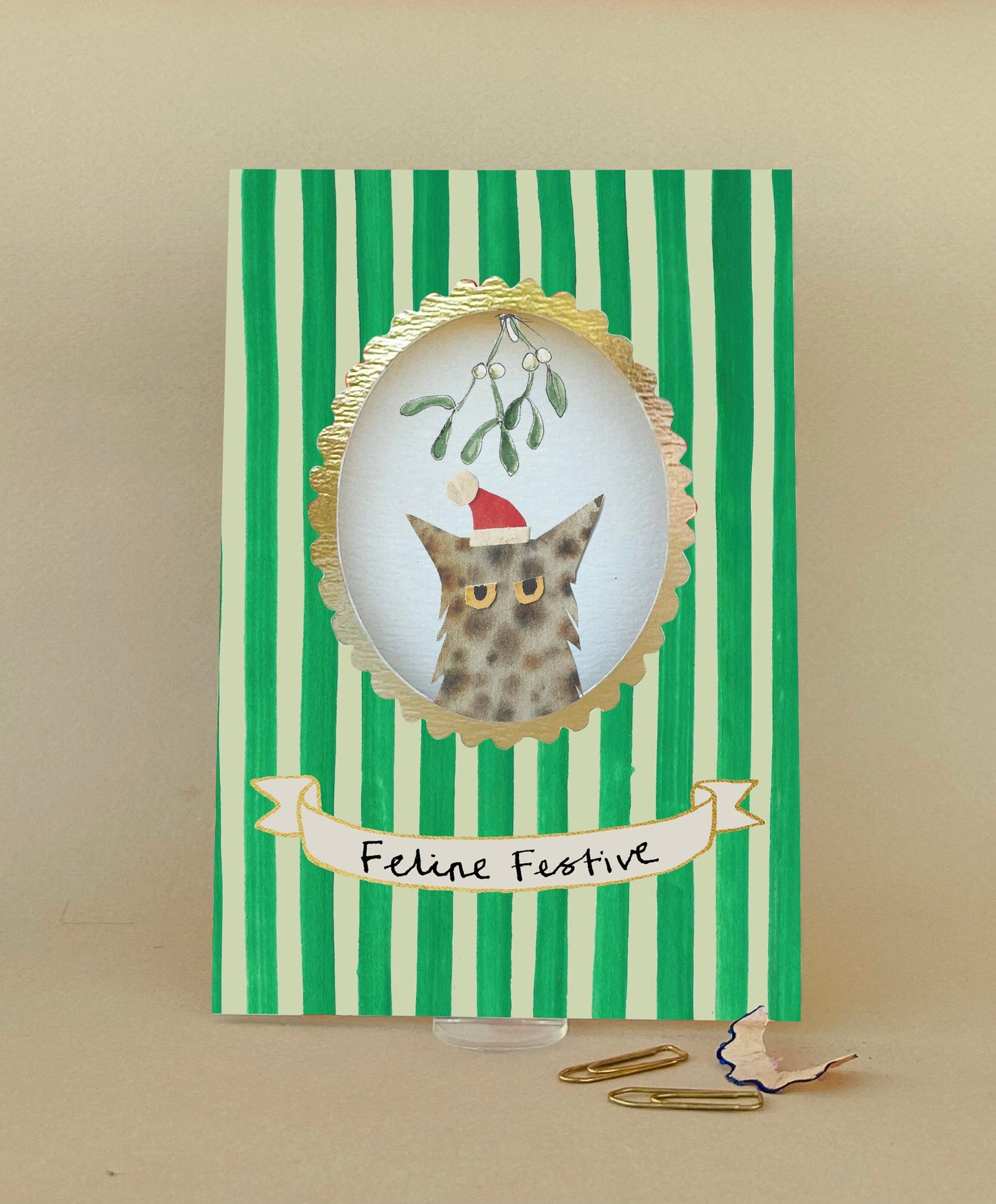 FP3681-Poet and Painter-Feline Festive-Xmas Card-Festive Framed