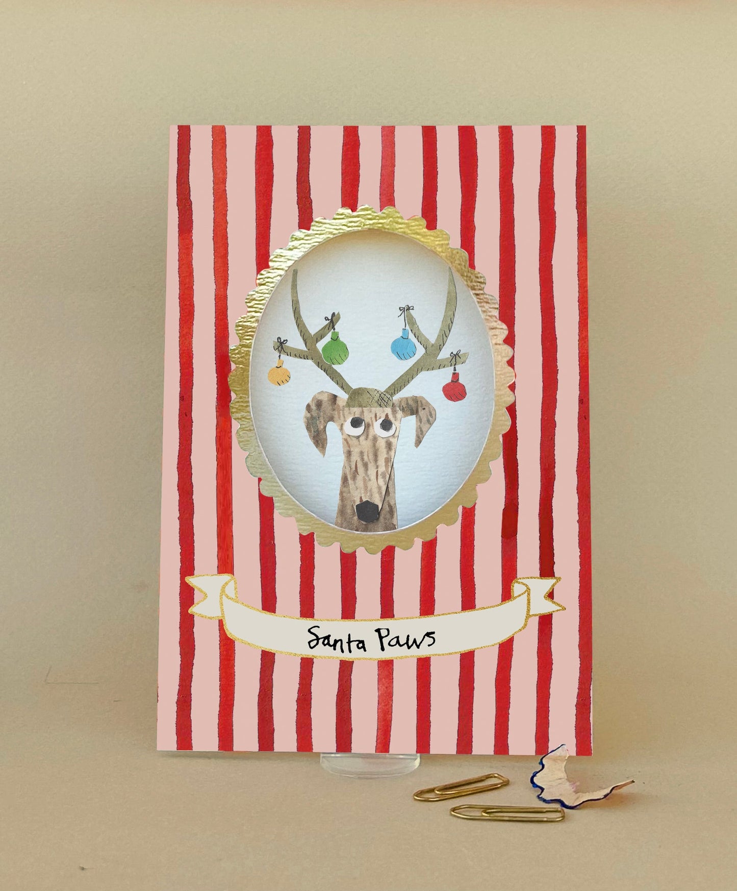 FP3682-Poet and Painter-Santa Paws-Xmas Card-Festive Framed