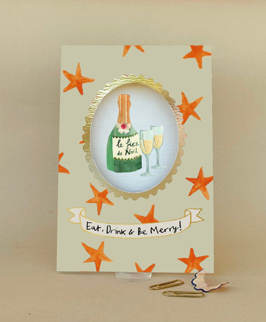 FP3684-Poet and Painter-Eat Drink And Be Merry-Xmas Card-Festive Framed