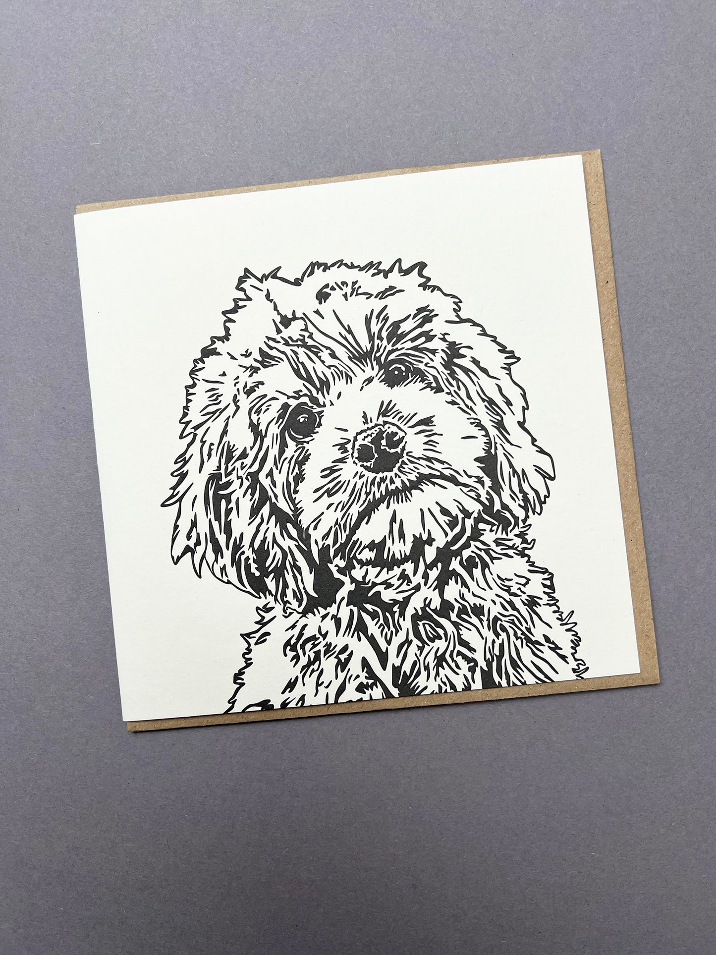 FFPI177-Penguin Ink-Cockapoo-Card-Flora & Fauna