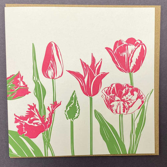 FFPI360-Penguin Ink-Pink Tulip-Card-Flora & Fauna