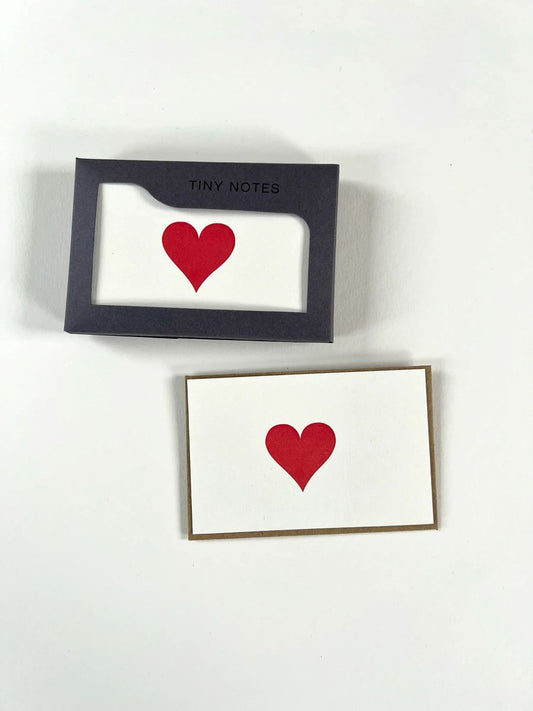 PITNB280-Penguin Ink-Red Heart Tiny Note Boxed Set 10 Cards & Envelopes-Boxed Cards-Boxed Tiny Notes