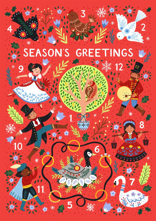 12D001-Pear Tree Press-12 Days-Xmas Card-12 Days Collection