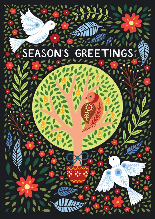 12D002-Pear Tree Press-Partridge & Doves-Xmas Card-12 Days Collection