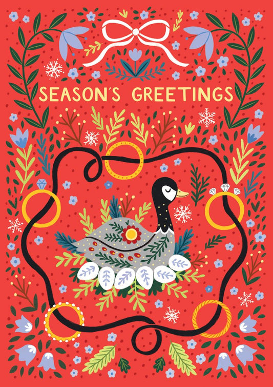 12D004-Pear Tree Press-Rings & Geese-Xmas Card-12 Days Collection