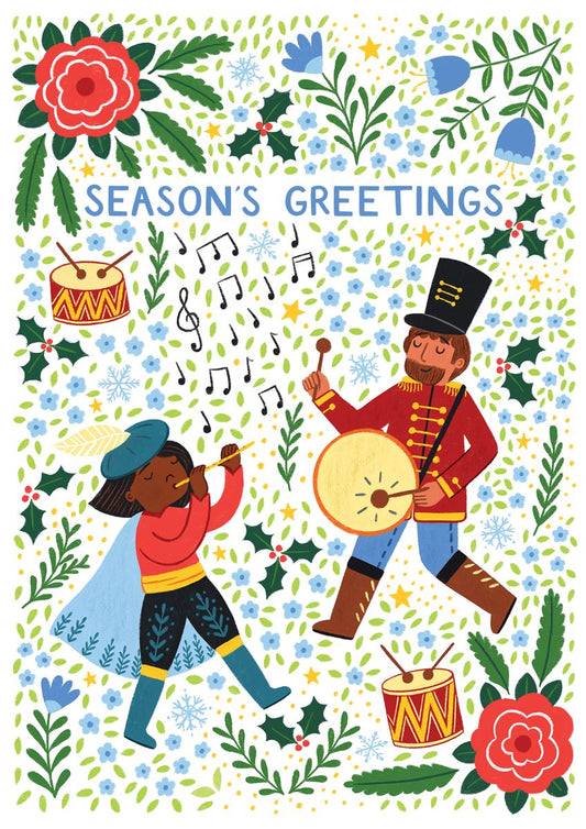 12D007-Pear Tree Press-Pipers & Drummers-Xmas Card-12 Days Collection