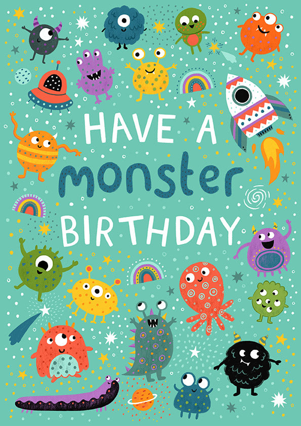 BY011-Pear Tree Press-Monster Birthday-Card-Kids Birthday