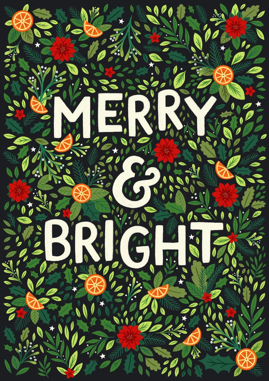 FLR072-Pear Tree Press-Classic Merry & Bright-Xmas Card-Christmas Floral