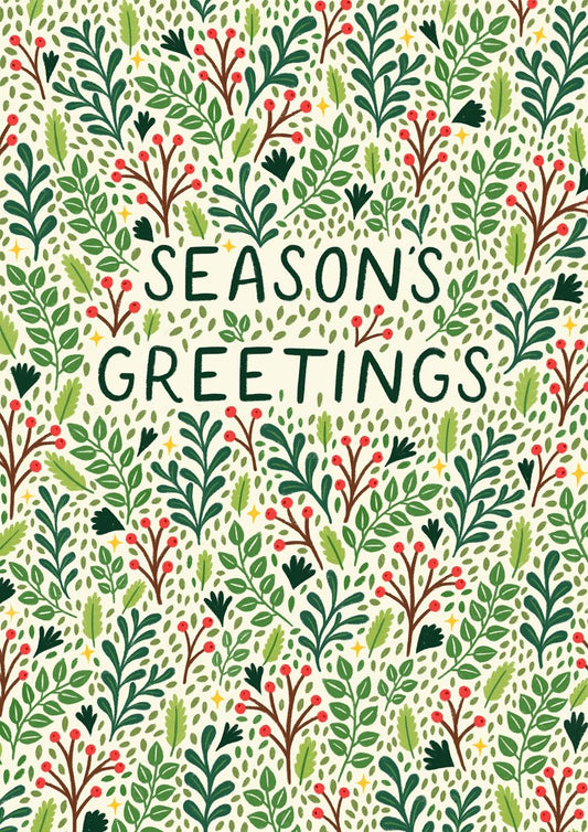 FLR075-Pear Tree Press-Floral Seasons Greetings-Xmas Card-Christmas Floral