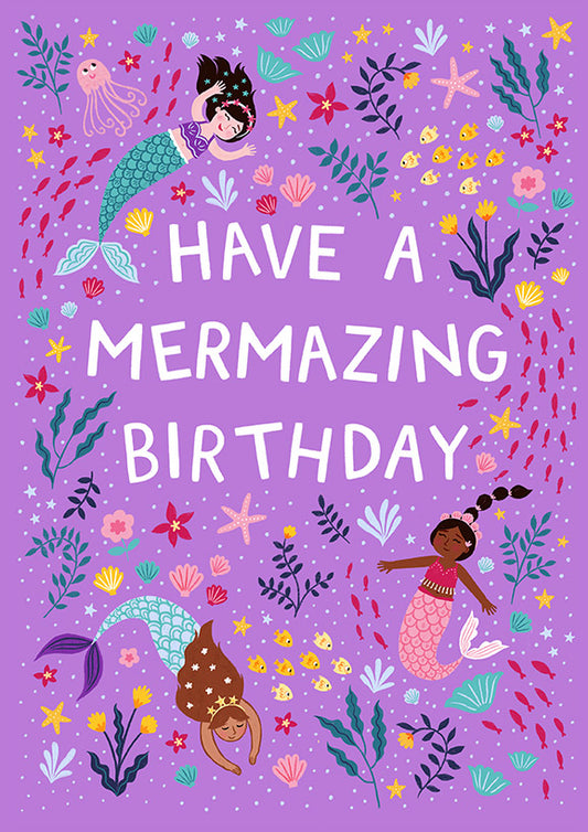 GRL014-Pear Tree Press-Mermazing Birthday-Card-Kids Birthday