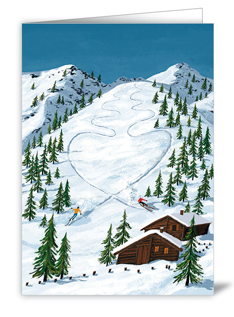 2244-Quire-Two Skiing People-Xmas Card-Heartfelt
