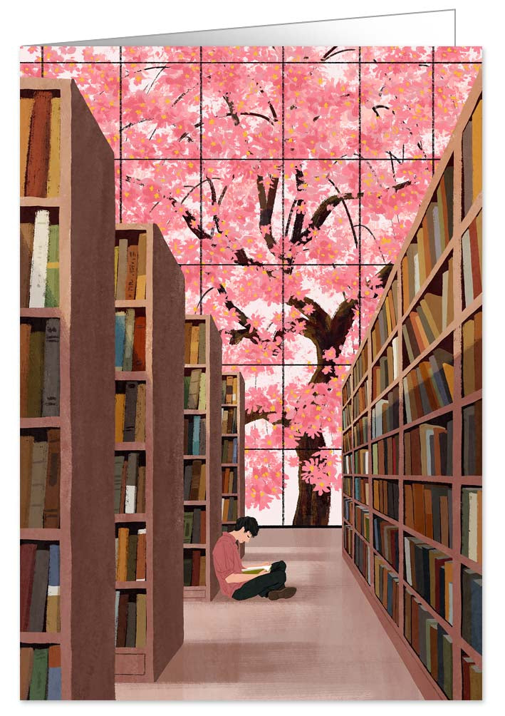 2249-Quire-Reading In A Library-Card-Hearfelt