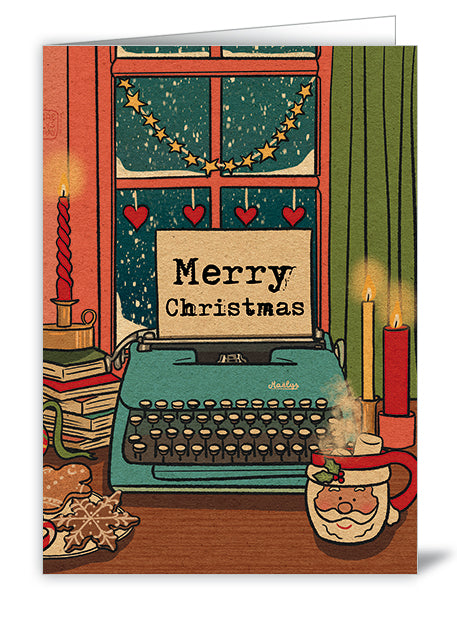 2455-Quire-Typewriter And Christmas Mug-Xmas Card-Sunday Mood