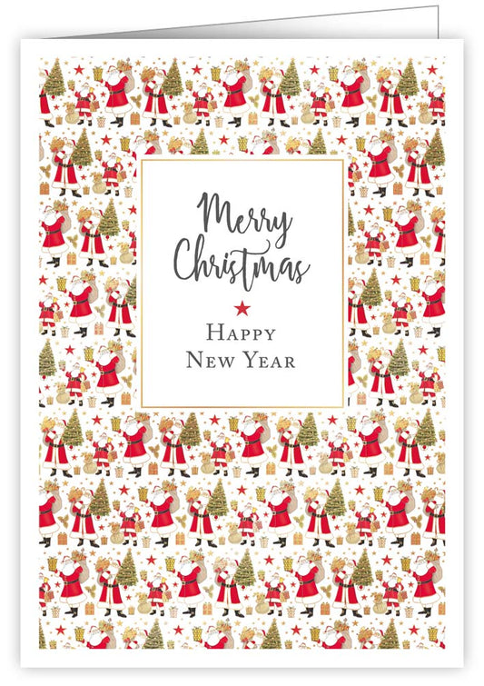 4785-Quire-Santas With Presents And Trees-Xmas Card-Mac Classic