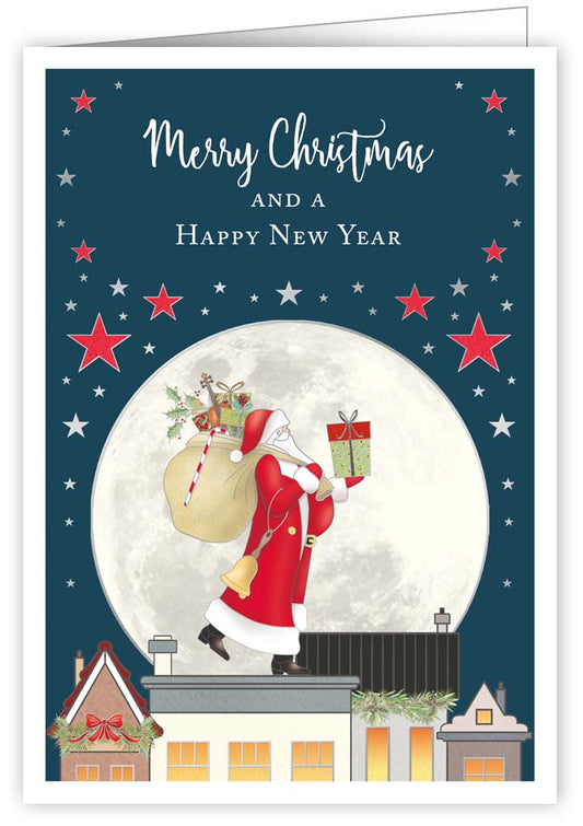 4793-Quire-Santa On Roof With Presents-Xmas Card-Mac Classic
