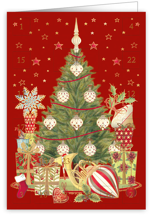 6393-Quire-Christmas Tree With Presents-Xmas Card-Advent Calendar Cards