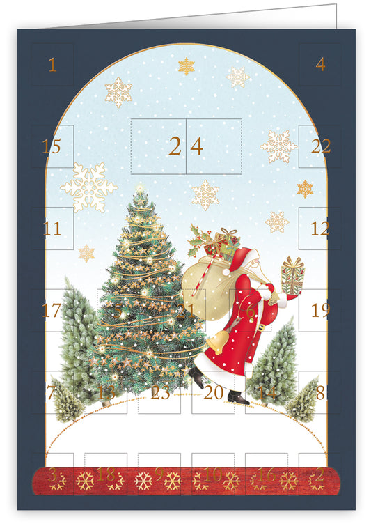 6394-Quire-Santa In Snowglobe-Xmas Card-Advent Calendar Cards