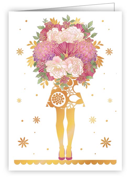 7035-Quire-Woman With Bouquet Of Flowers-Gift Tags-Mac Classic
