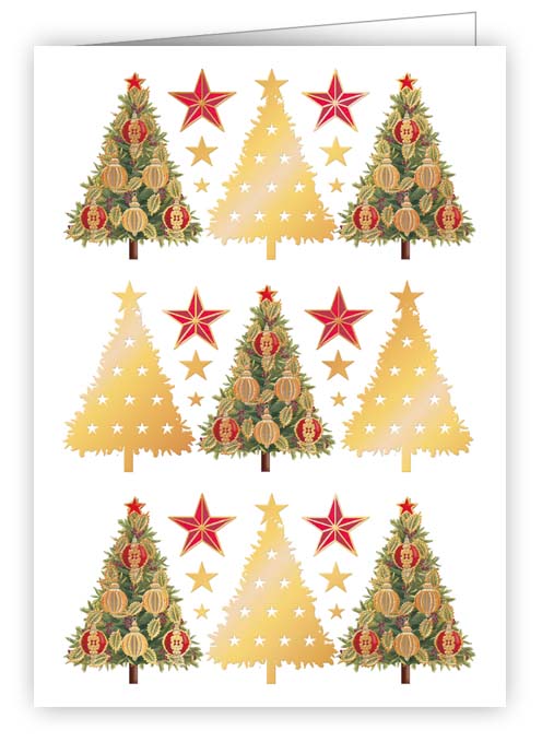 7045-Quire-Christmas Trees-Xmas Mini Card-Mini Cards