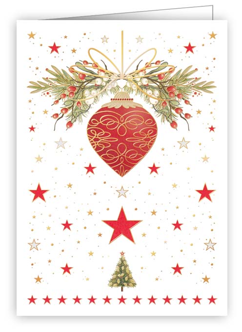 7047-Quire-Red Ornament-Xmas Mini Card-Mini Cards