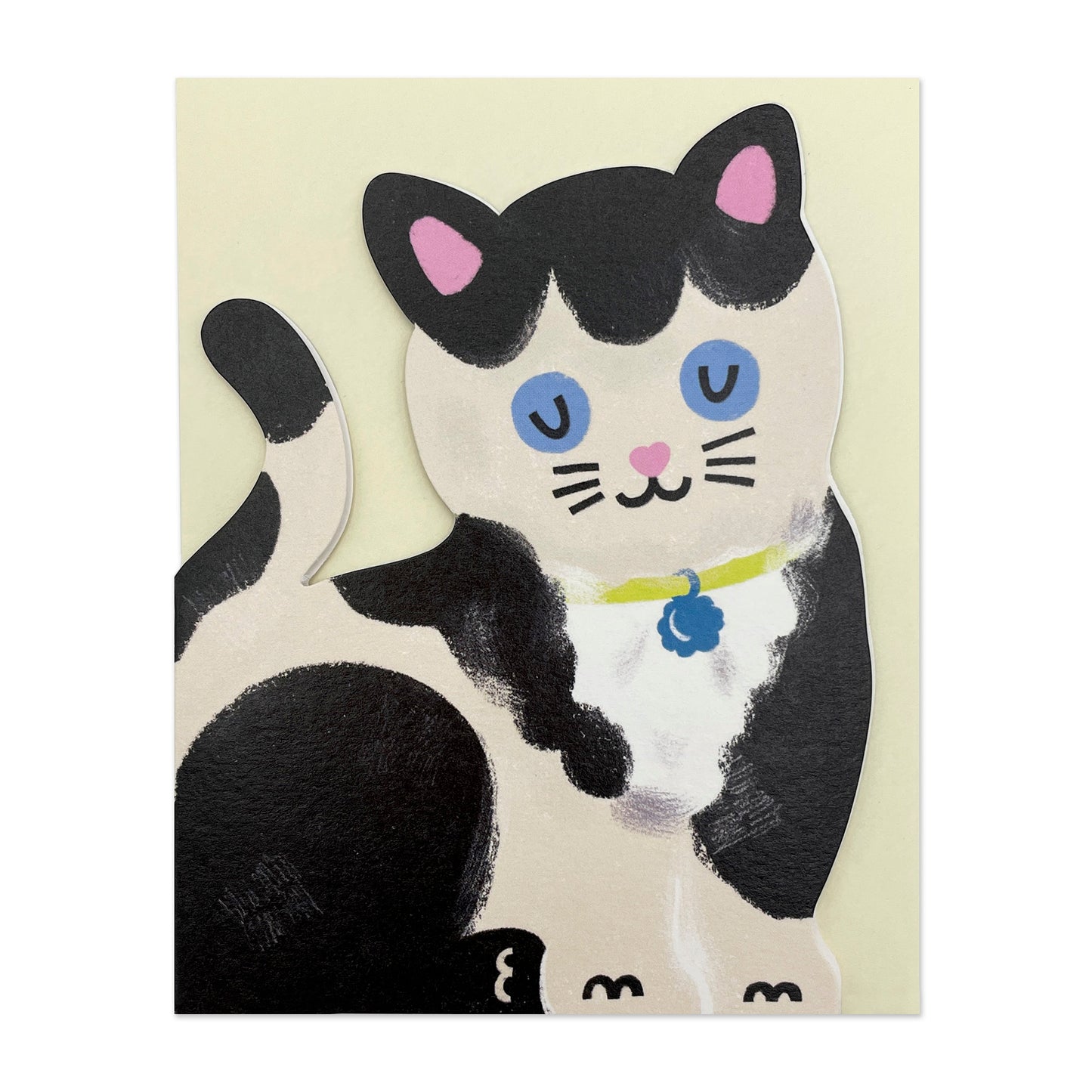 BOM002-Raspberry Blossom-Black & White Kitten-Card-Meow Wow