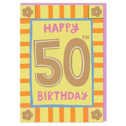 DYD015-Raspberry Blossom-Happy 50Th Birthday-Card-Daydream