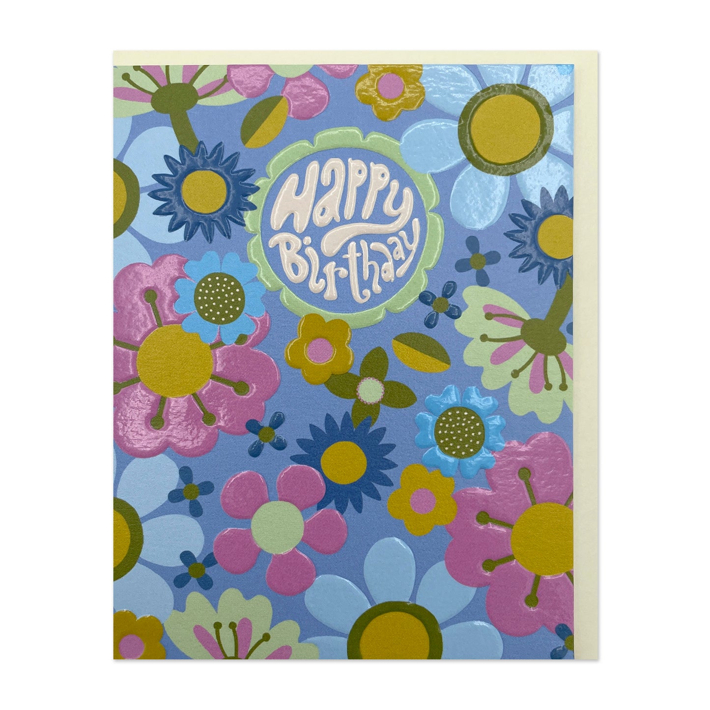 LIJ007-Raspberry Blossom-Mini Blue Retro Florals-Card-Little Joys