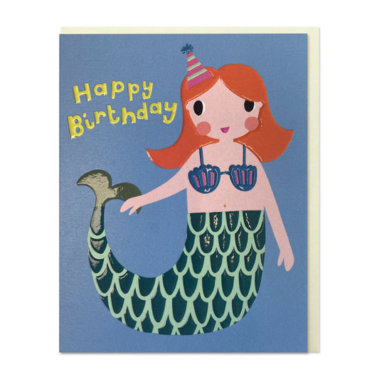 LIJ056-Raspberry Blossom-Happy Birthday Mermaid-Card-Little Joys