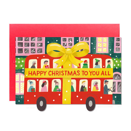 C302-Ricicle Cards-Christmas Bus-Xmas Card-Jacqui Lee