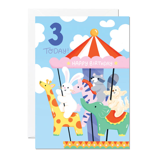 C311-Ricicle Cards-3Rd Birthday Carousel-Card-