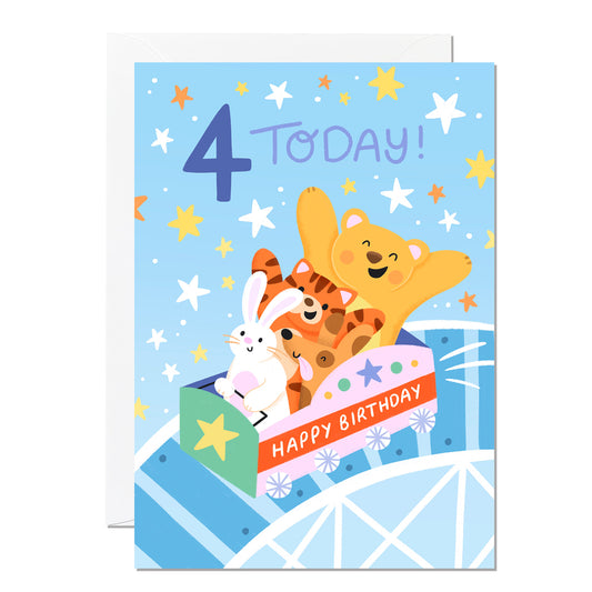 C312-Ricicle Cards-4Th Birthday Ferris Wheel-Card-