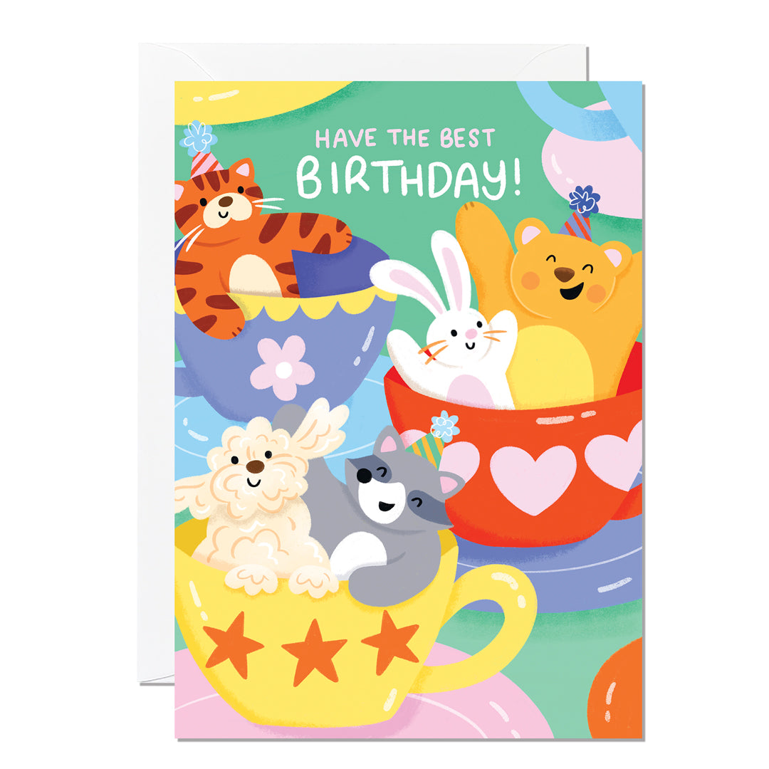 C316-Ricicle Cards-Kids Birthday Teacups-Card-Alice Joanie